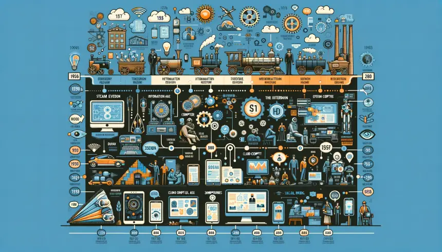 Infográfico sobre a evolução da tecnologia nos negócios digitais