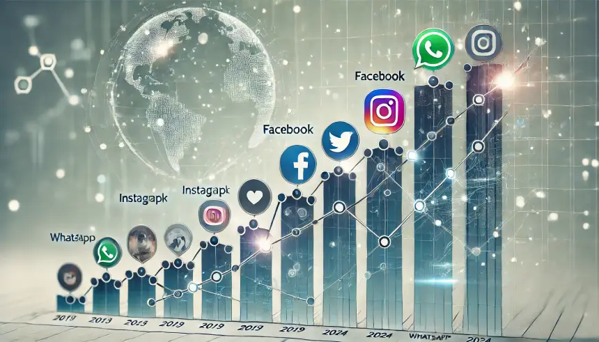 Um gráfico mostrando o crescimento das redes sociais no Brasil nos últimos 5 anos, destacando momentos de maior regulação