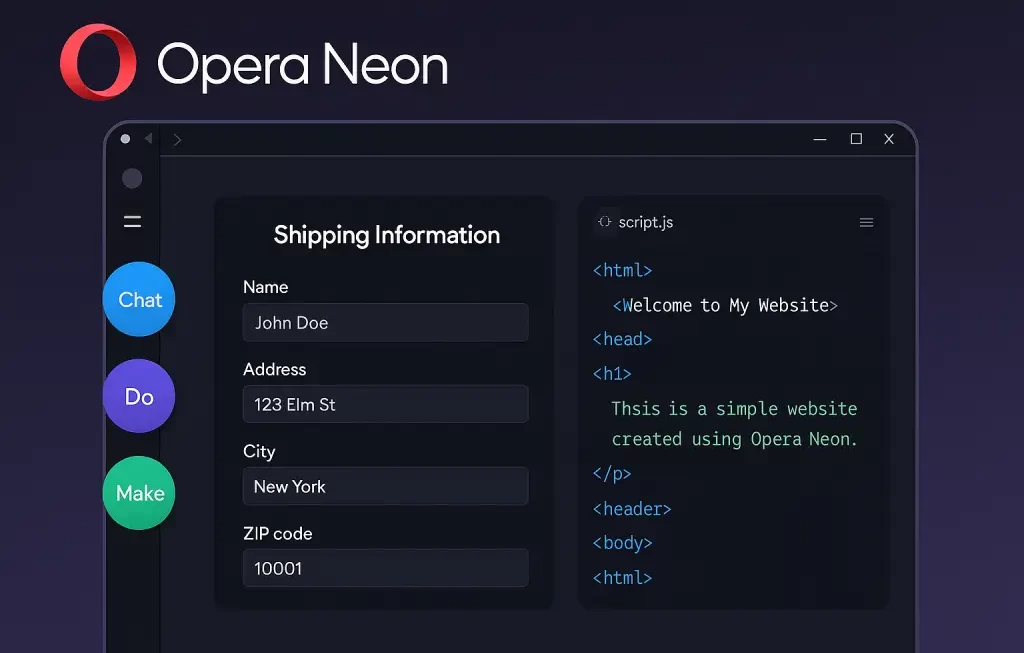 Opera Neon: O Navegador com IA que Cria Sites e Jogos