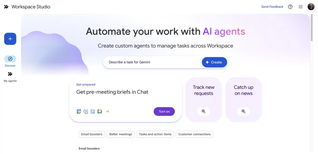 Acessar o Google Workspace Studio pela primeira vez