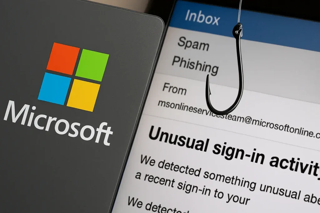 Logotipo da Microsoft em um fundo predominantemente azul.